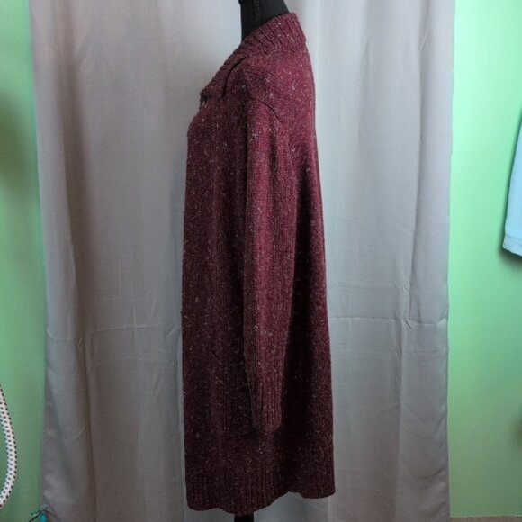 Coldwater Creek Burgundy Knit Cardigan X-Long Crochet Style XL - Picture 3 of 9